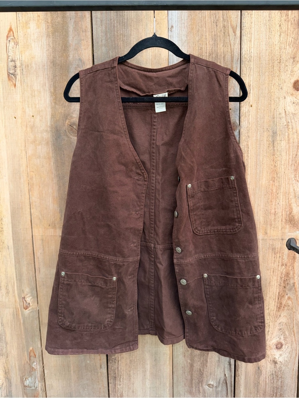 Vintage Vivaldi Brown Button Utility Vest with pockets size large - 90s momcore